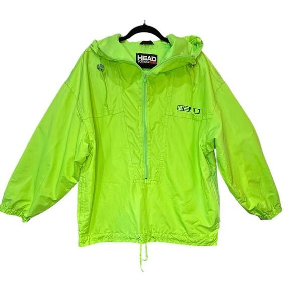 Head Men’s Windbreaker Jacket Size M Green Neon Zip Up Pullover Lightweight - Picture 1 of 5